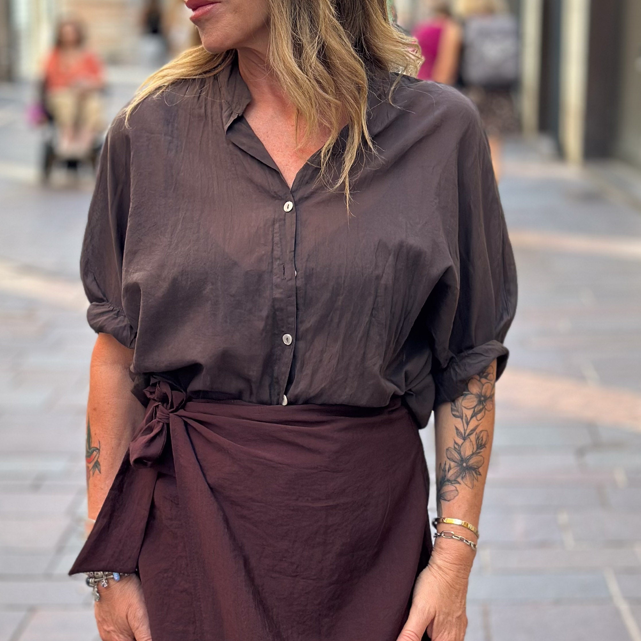 Camicietta cioccolato in tencel