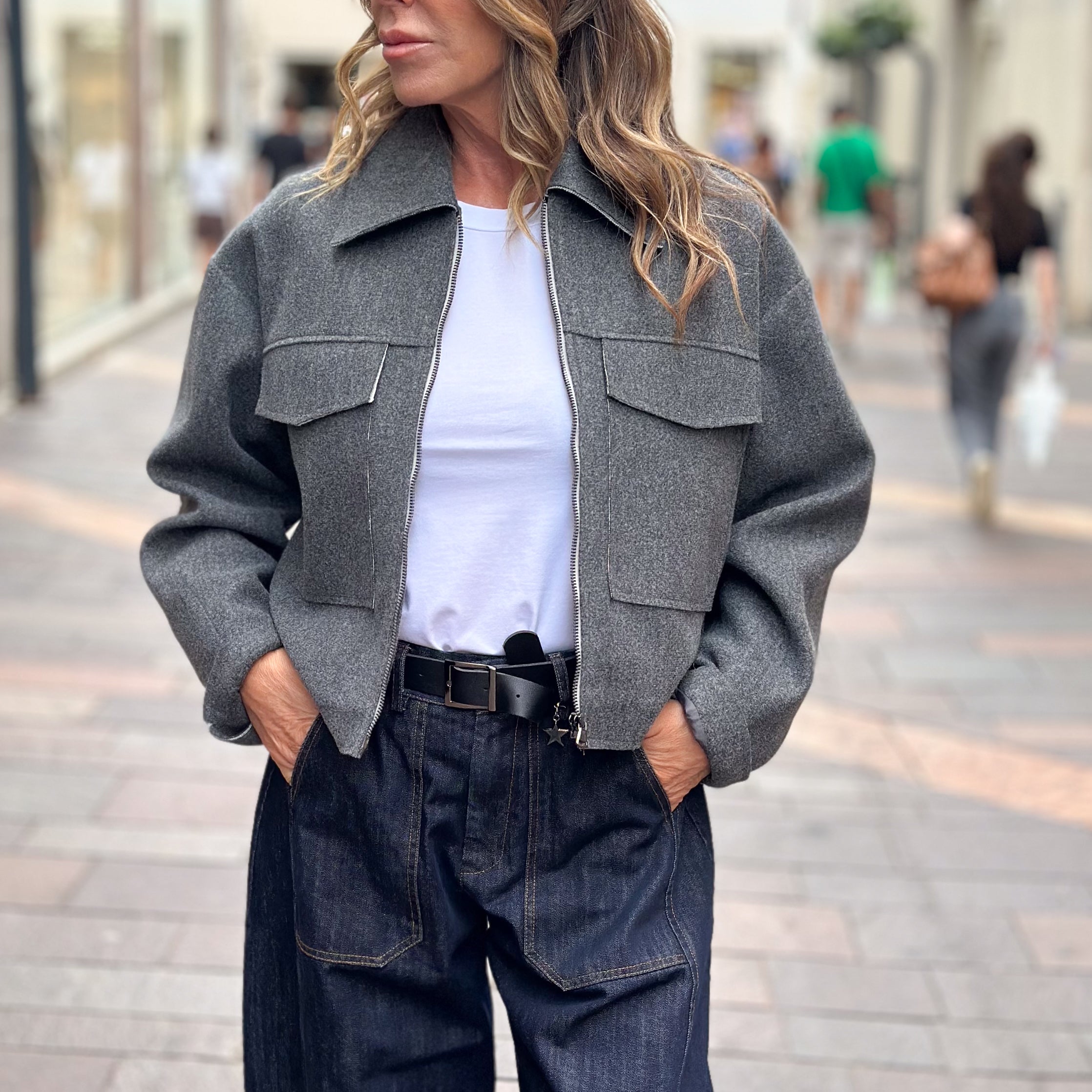 Cappottino mezza stagione Susy Mix - grigio e bordeaux