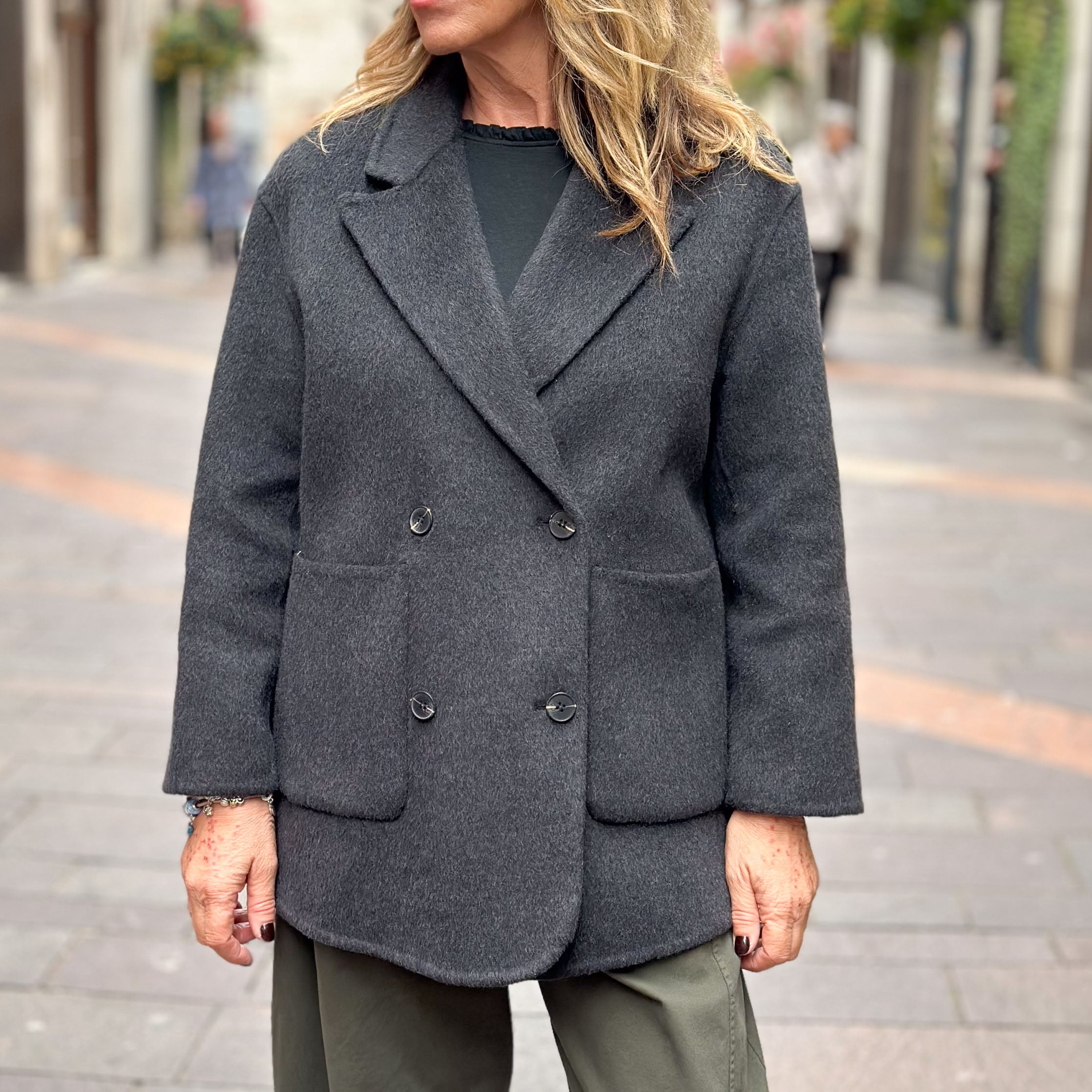 Cappotto Philia Loft grigio antracite - 100% lana