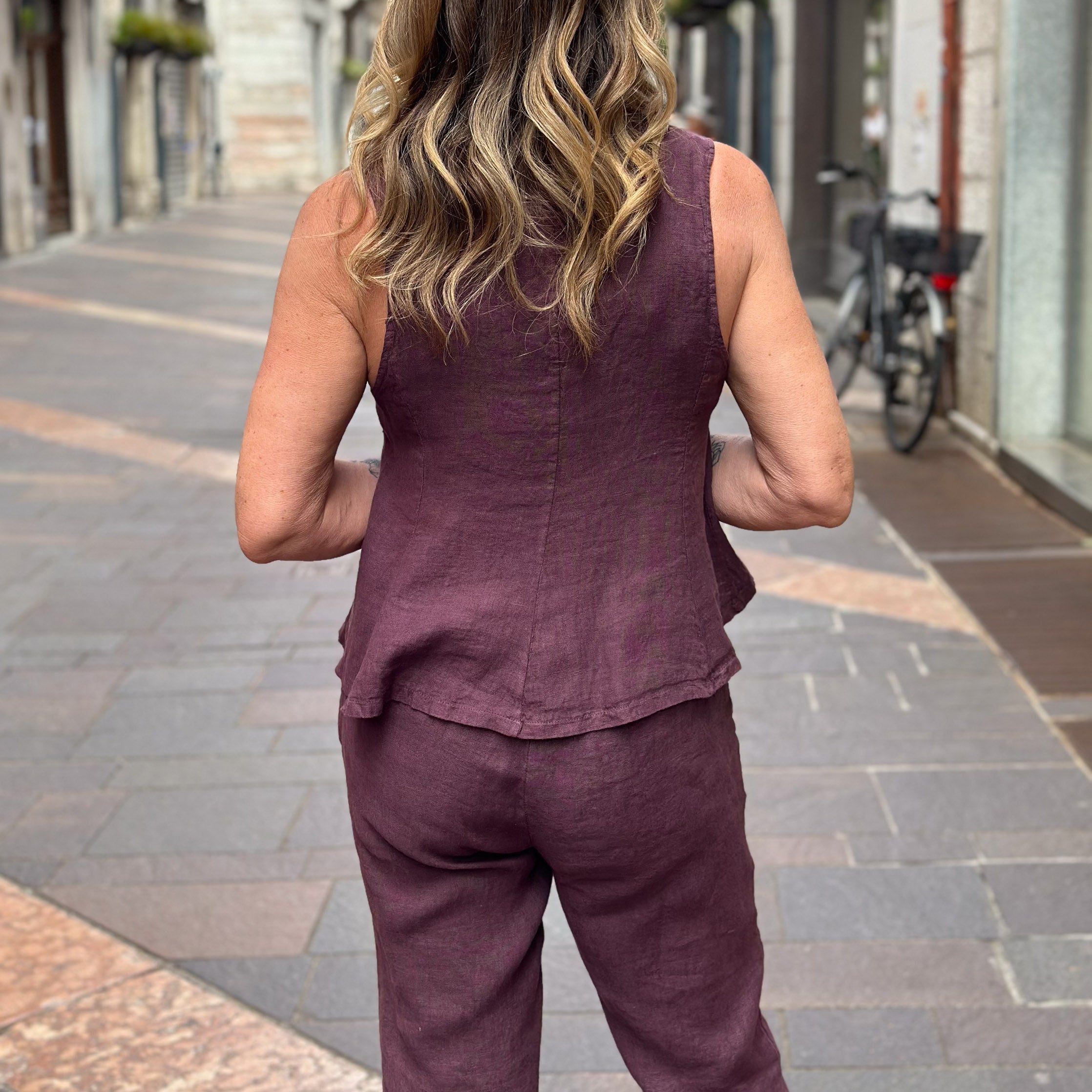 Gilet Smanicato Lino Susy Mix