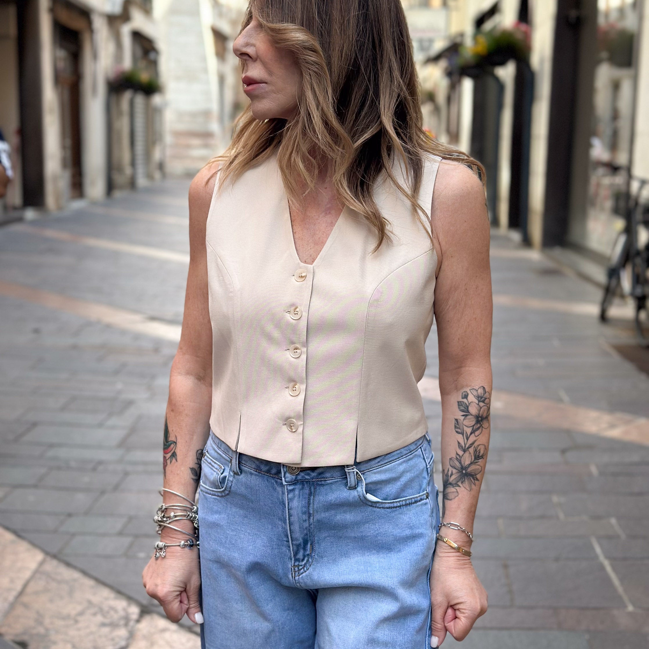 Gilet Two Way - Marrone e Panna