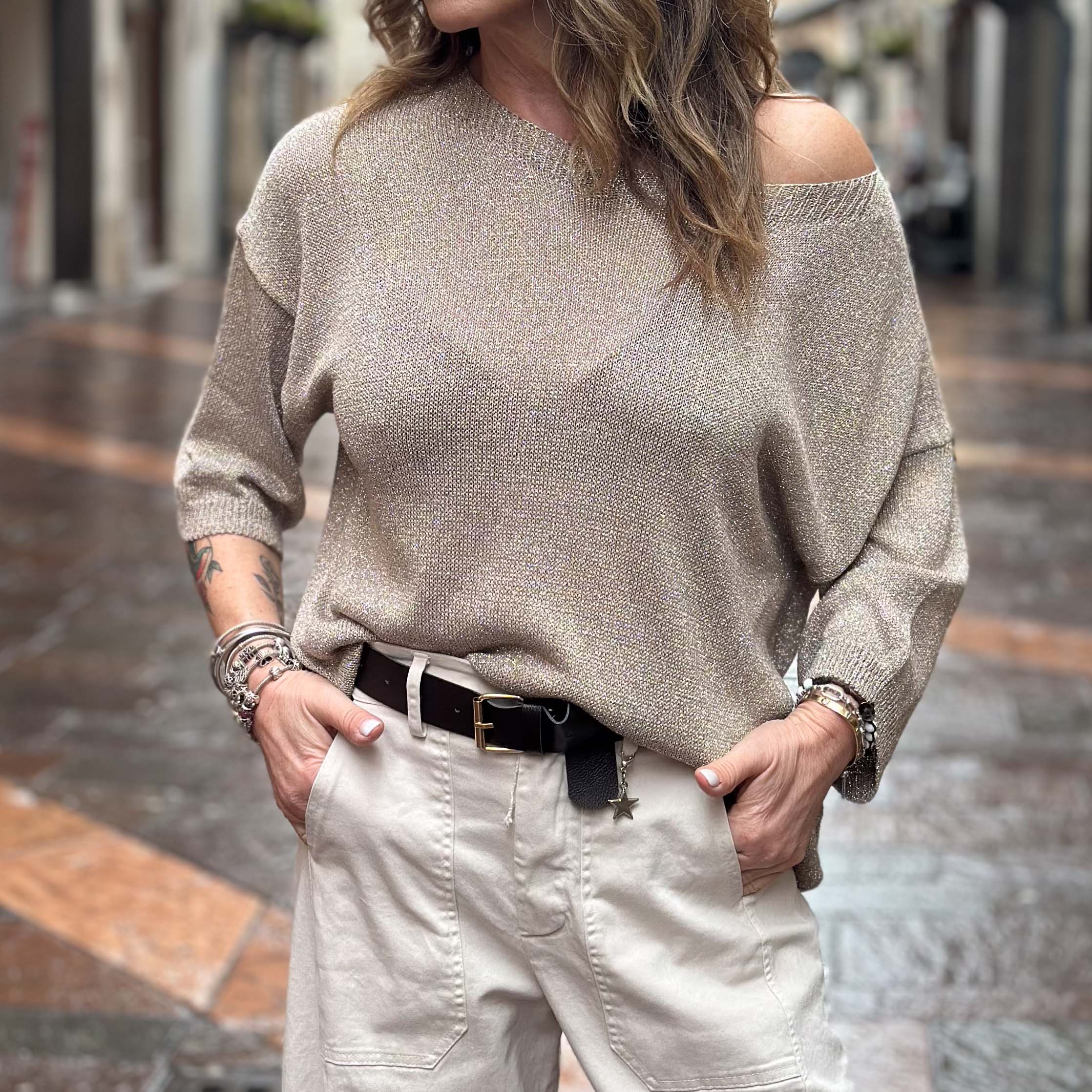 Maglia Lurex Susy Mix - Oro, Sabbia, Azzurro