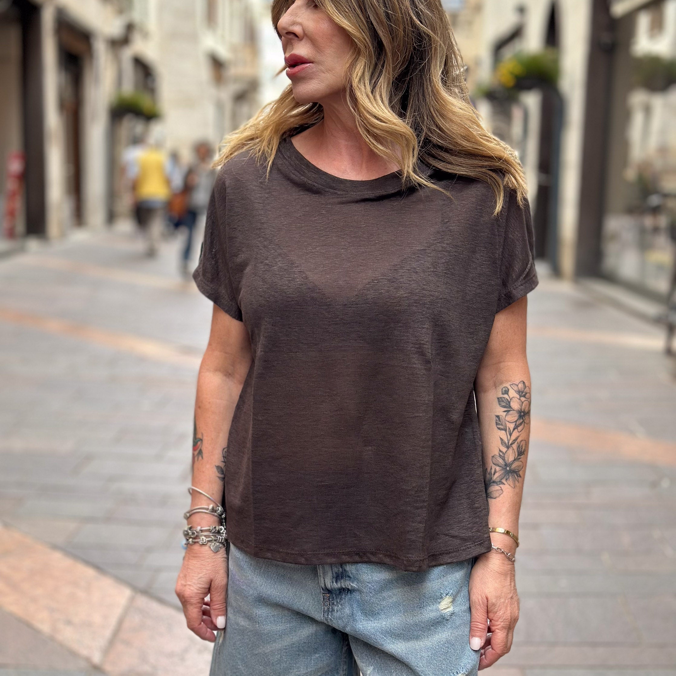 Maglietta in lino - vestibilità over
