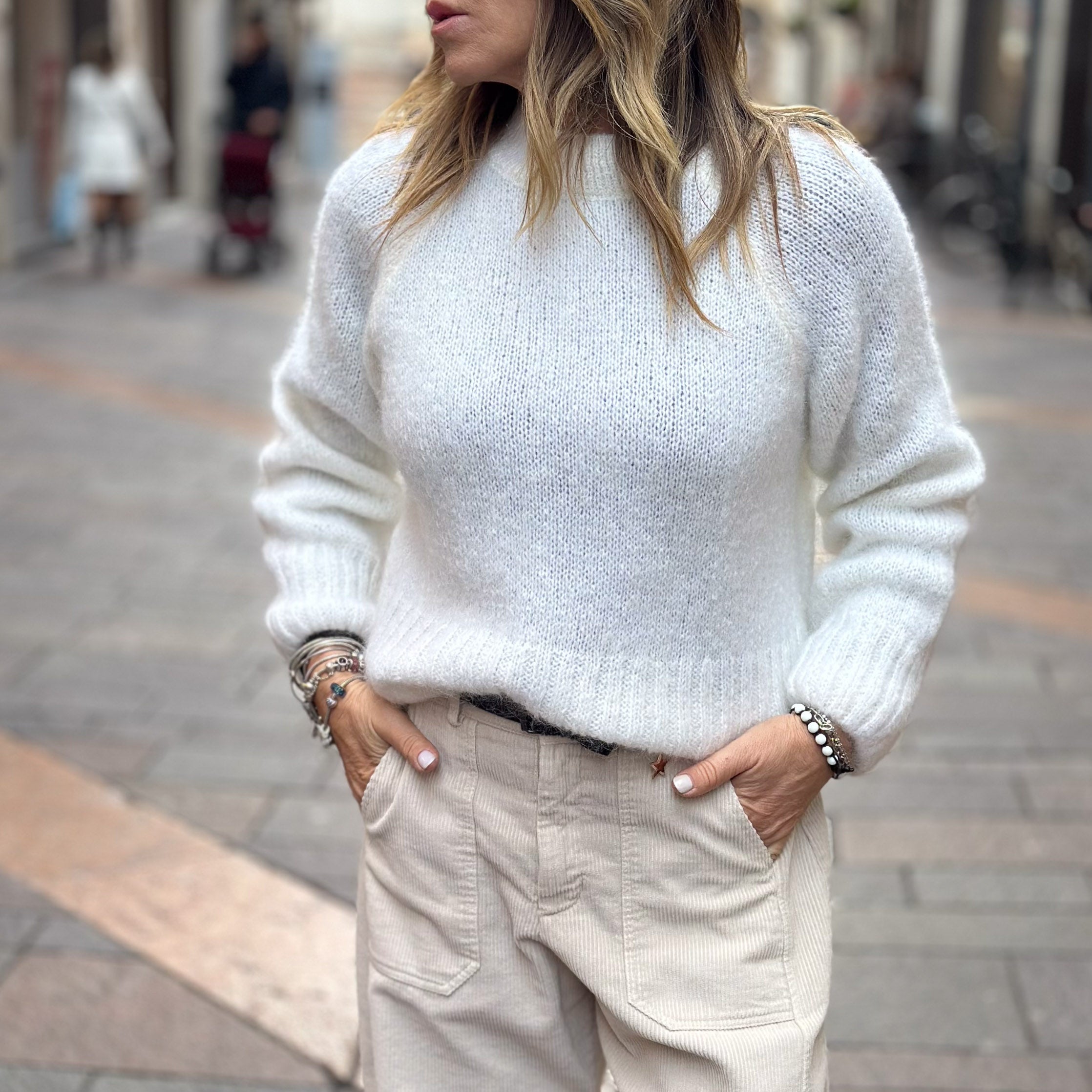 Maglione bianco - lana e lana di alpaca