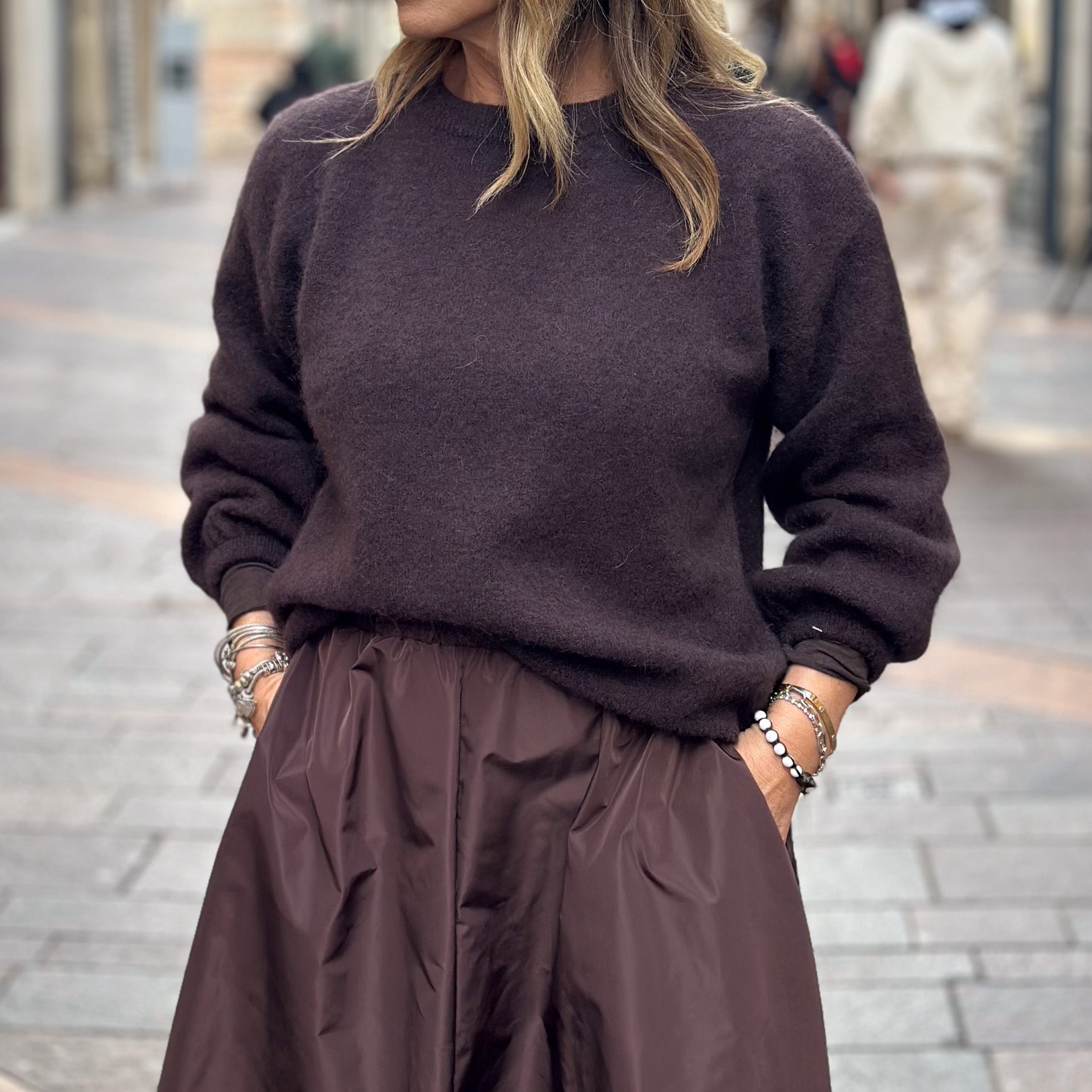 Maglioncino in lana - marrone, tortora, e nero