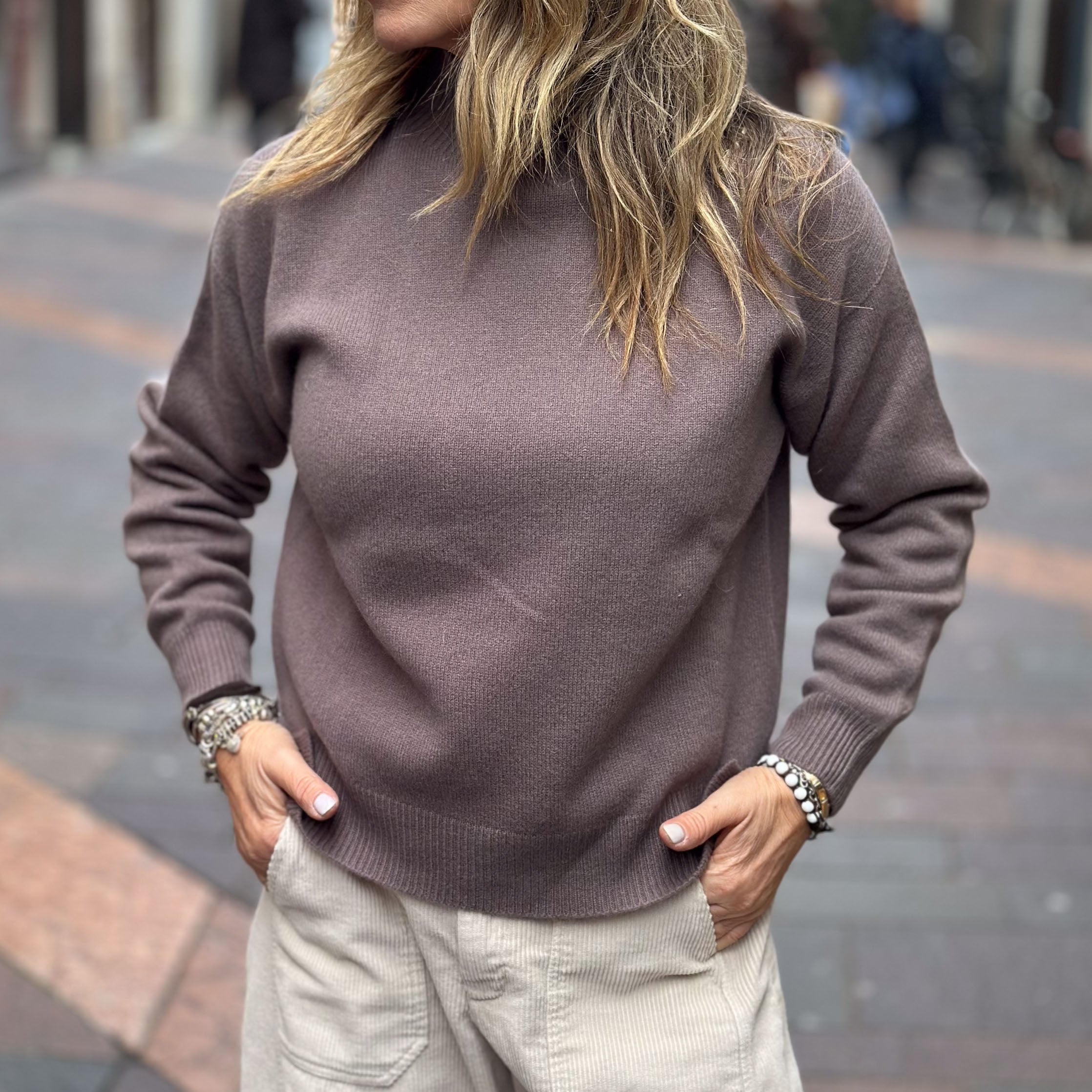 Maglioncino lana tortora e cammello