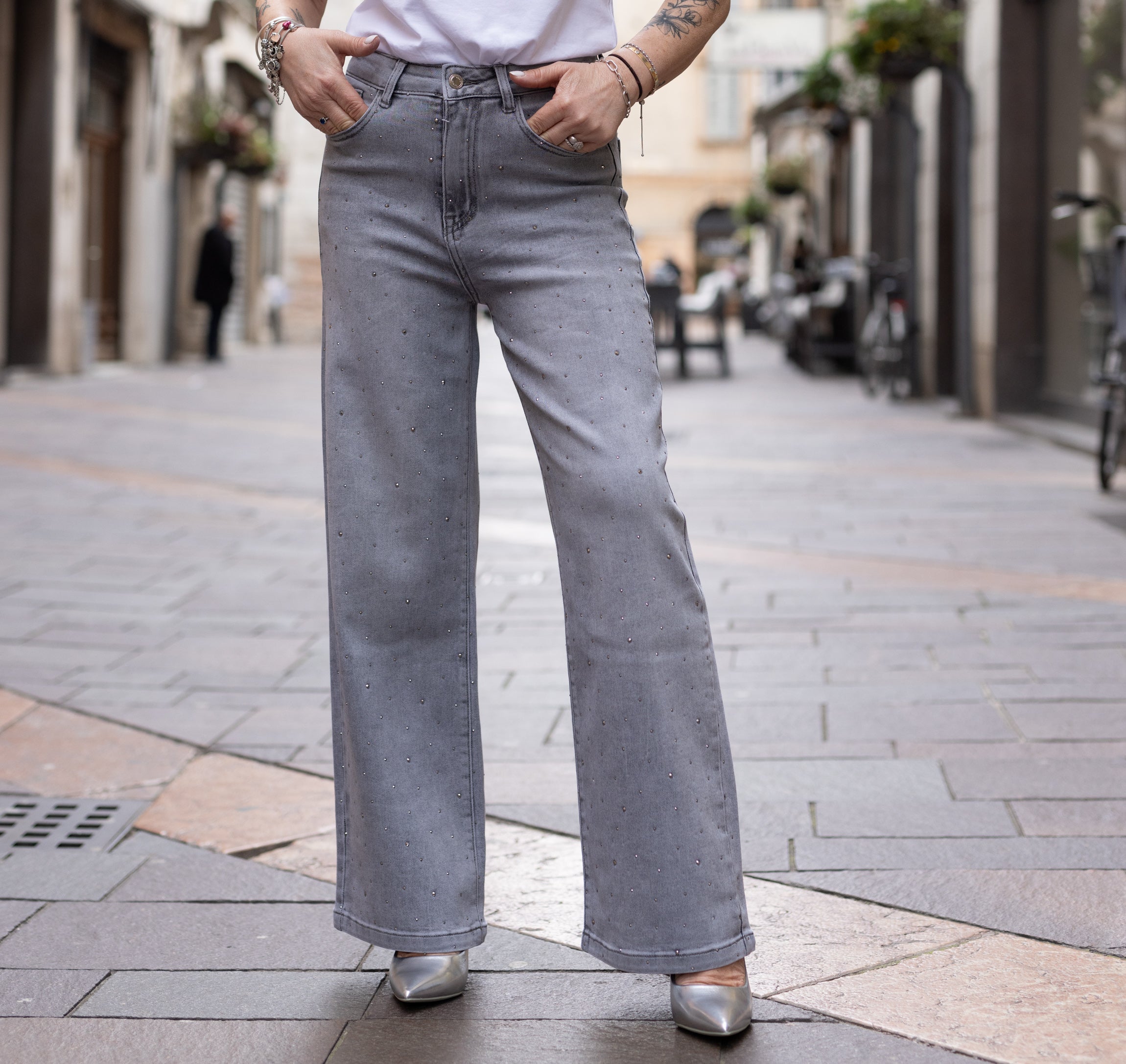 Jeans Sparkling Glam Grigi