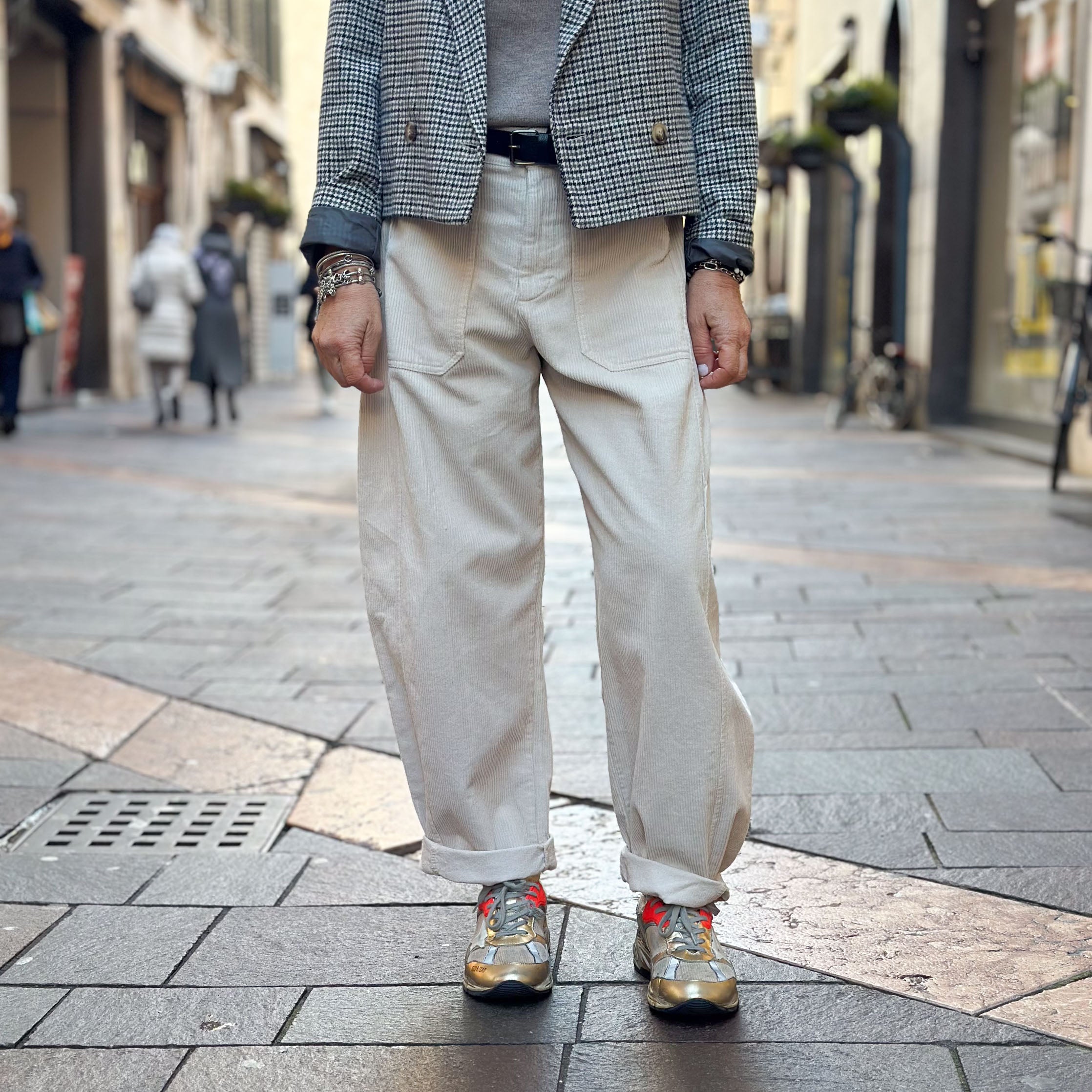 Pantalone Stella Susy Mix in velluto  - Marrone, Miele, Burro, Nero