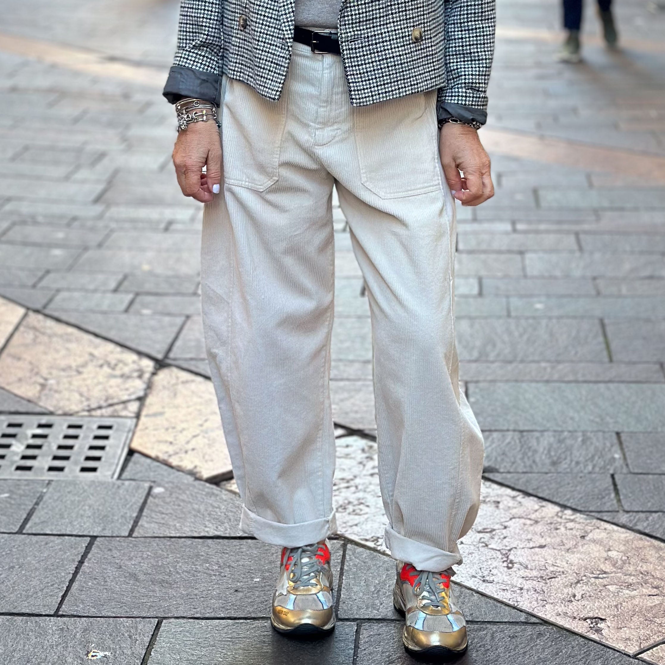 Pantalone Stella Susy Mix in velluto  - Marrone, Miele, Burro, Nero