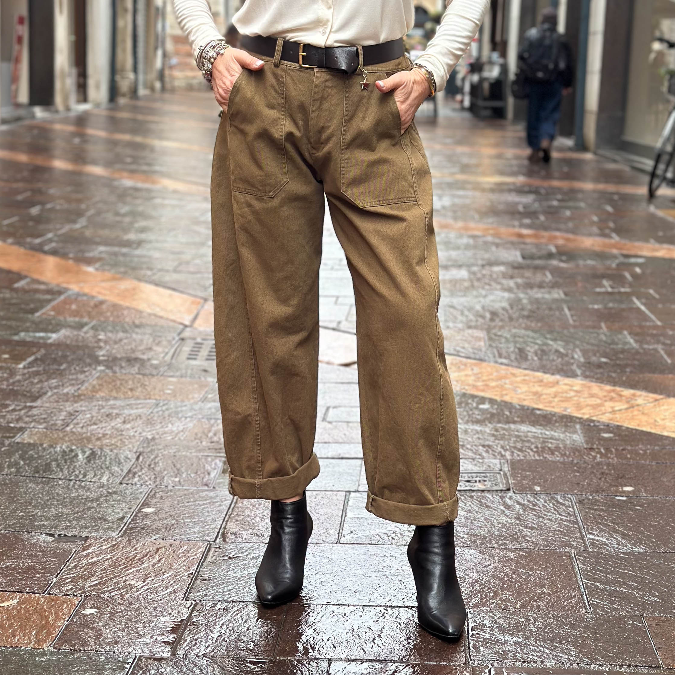 Pantaloni in Jeans Susy Mix color fango