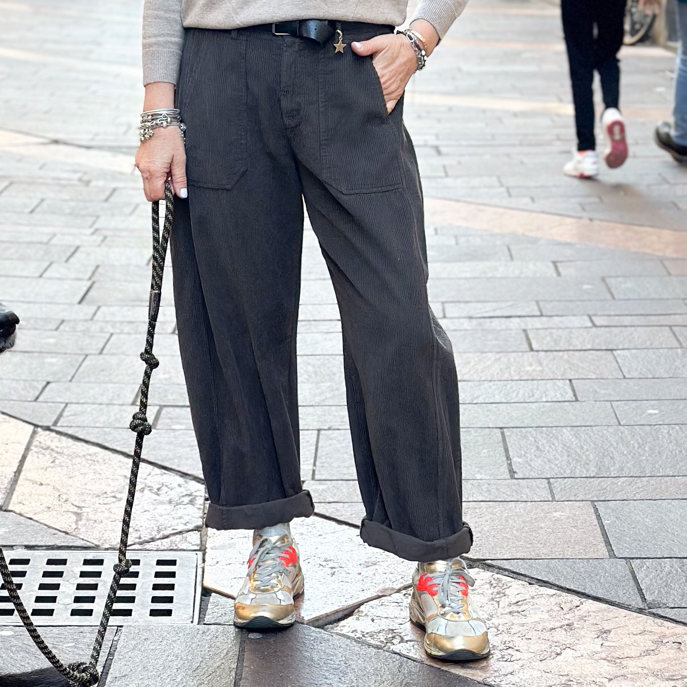 Pantalone Stella Susy Mix in velluto  - Marrone, Miele, Burro, Nero