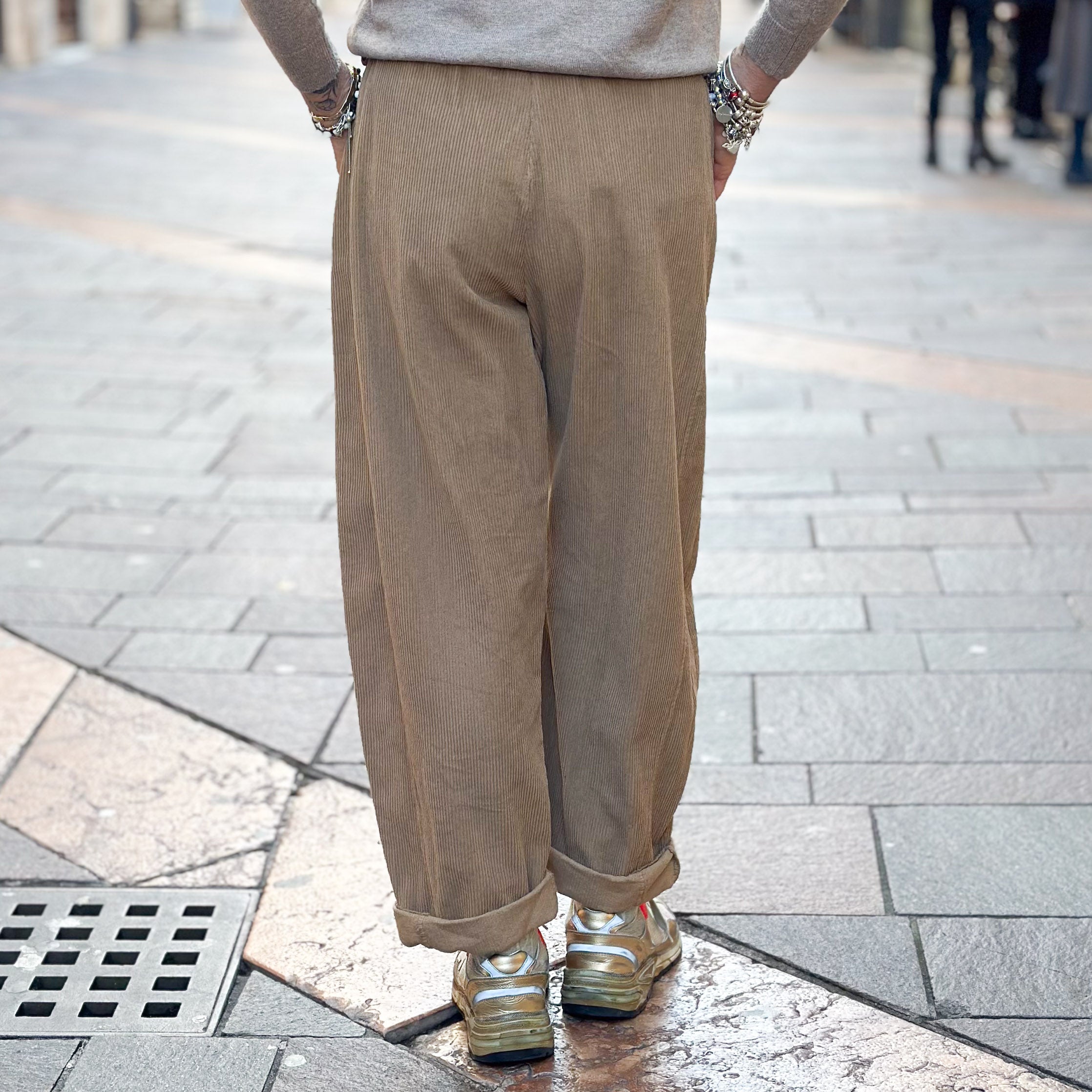 Pantalone Stella Susy Mix in velluto  - Marrone, Miele, Burro, Nero