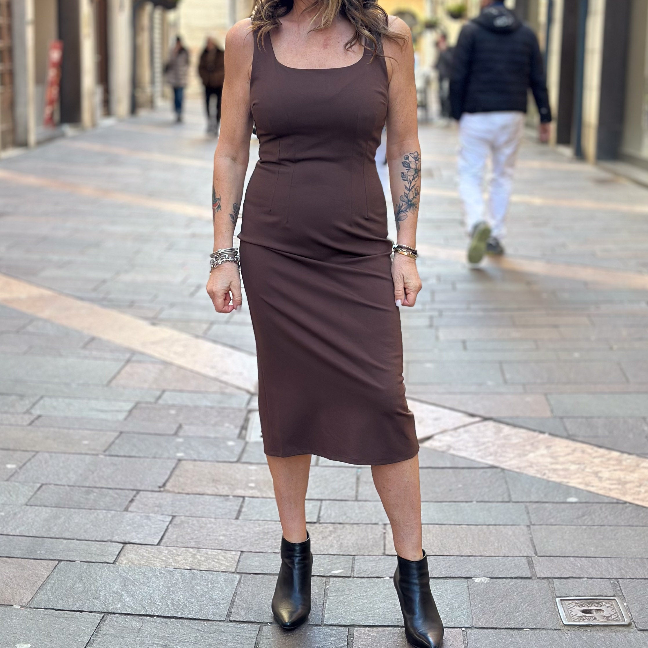 Tubino Susy Mix in punto Milano - Marrone e blu
