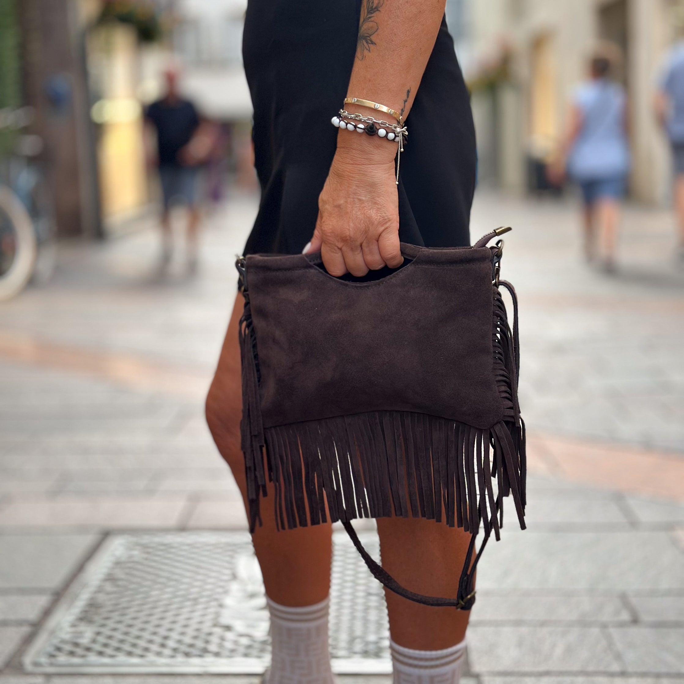 Borsa tracolla pelle vellutata